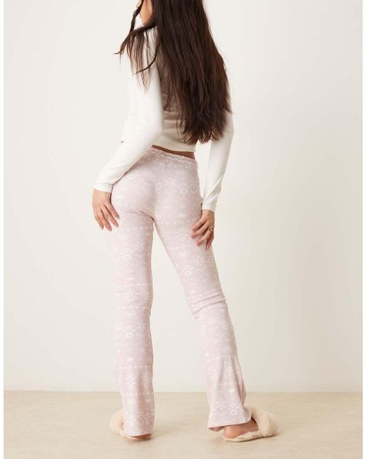 Hollister Natural Gilly Hicks Mid Rise Flare Cosy Waffle Trousers