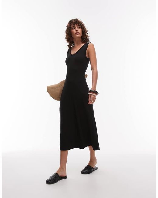 ARKET White Compact Rib Knit Sleeveless Midi Dress