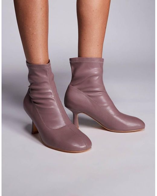 Public Desire Purple Soulmate Round Toe Heeled Ankle Boots