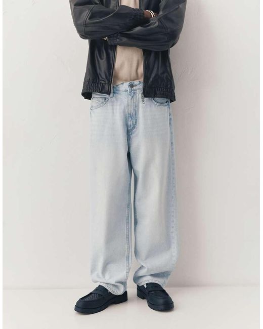 Pull&Bear Blue Baggy Jeans for men