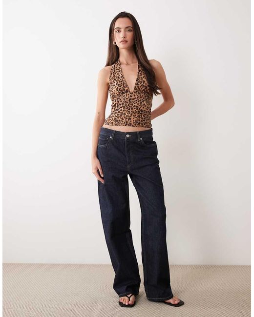 Miss Selfridge Brown Halter Neck Top