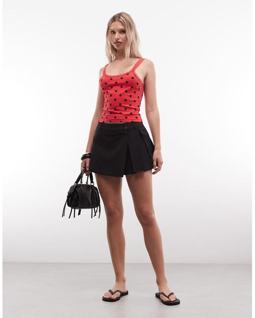 Collusion Red Lace Trim Cami Top
