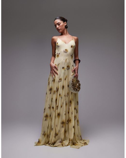 Mango Capsule Chiffon Maxi Dress With Godetes in Yellow | Lyst Mango Capsule Chiffon Maxi Dress With Godetes in Yellow | Lyst