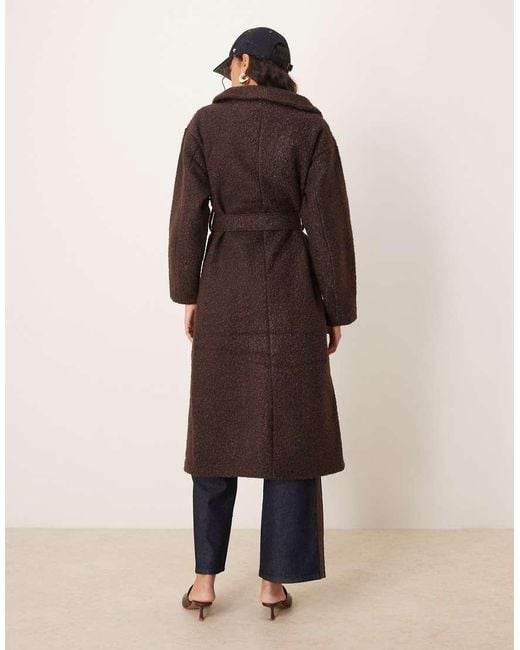 Gina Tricot Black Belted Wrap Midi Coat With Funnel Neck