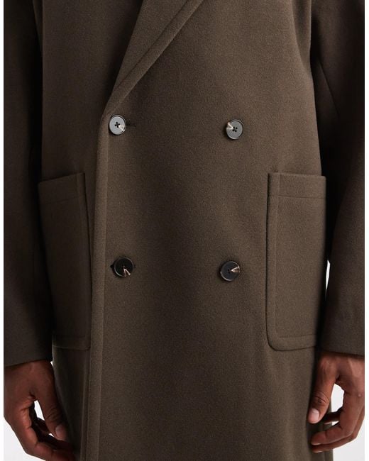ASOS Brown Overcoat With Patch Pockets for men