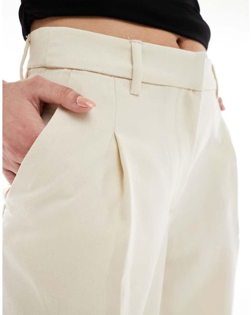 Monki White High Waist Wide Leg Trousers With Front Pleat