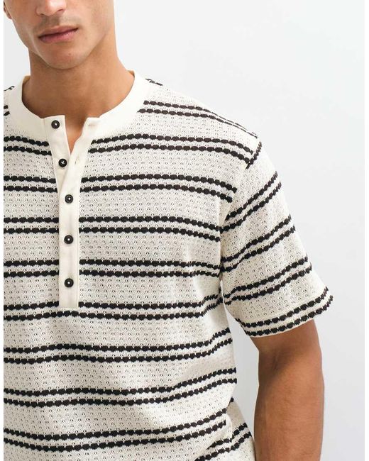 ASOS White Relaxed Henley T-shirt for men