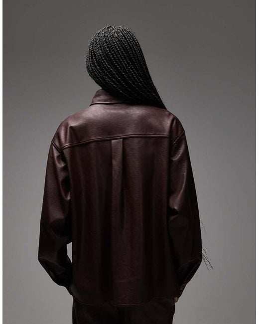 ASOS Black Oversized Faux Leather Shirt