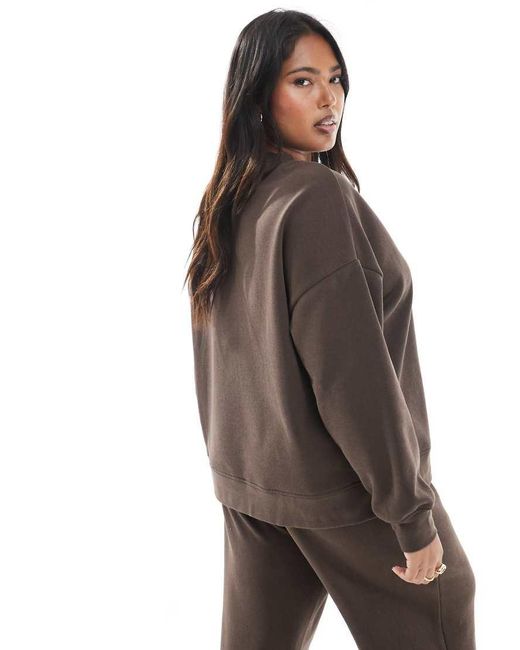 Pieces Plus Brown Pieces Curve Oversized Sweatshirt Co-ord