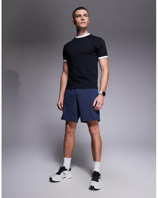 4505 Blue Cotton Shrunken Fit Baby Ringer Tee With Quick Dry Finish for men