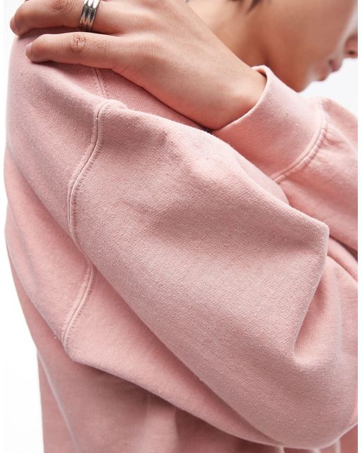 Topman – oversize-sweatshirt mit hell vintage-waschung in Pink für Herren