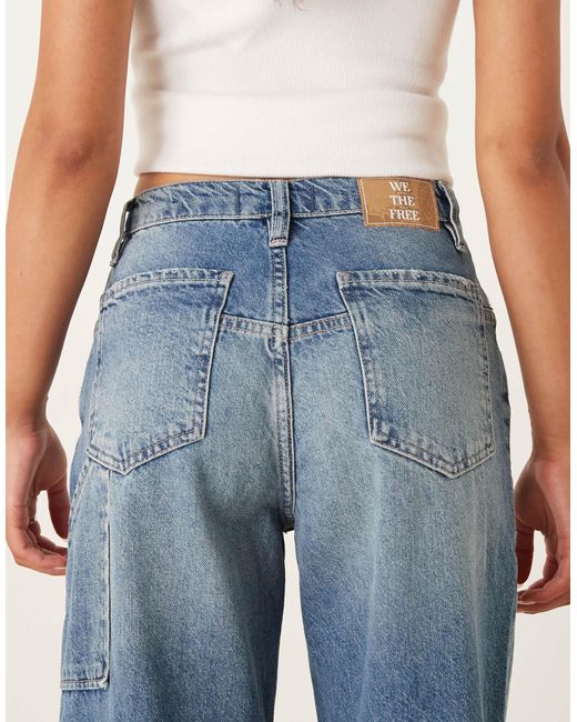 Free People Blue Tinsley baggy High Rise Straight Leg