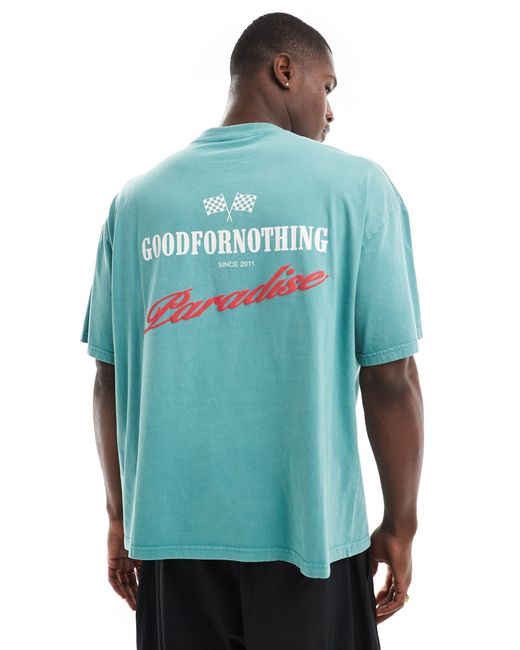 T-shirt oversize con stampa moto di Good For Nothing in Blue da Uomo