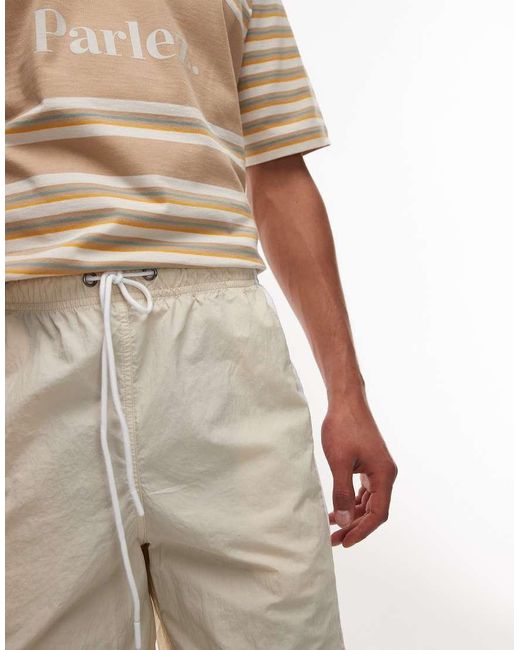 Parlez White Copa Contrast Panel Relaxed Shorts for men