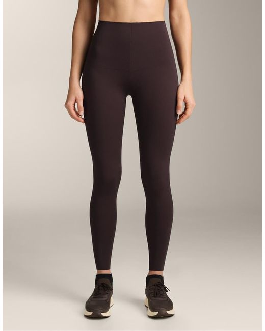 Oysho Brown Compressive Core Control Ankle-length leggings