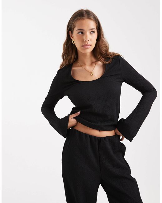 Vero Moda Black – oberteil aus strukturiertem jersey