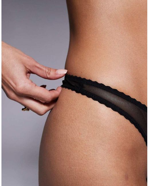 ASOS Black Mila Sheer Mesh High Leg Thong