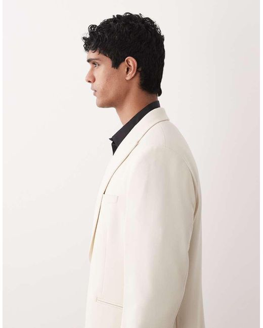 ASOS Natural Double Breasted Deep Wrap Regular Blazer for men