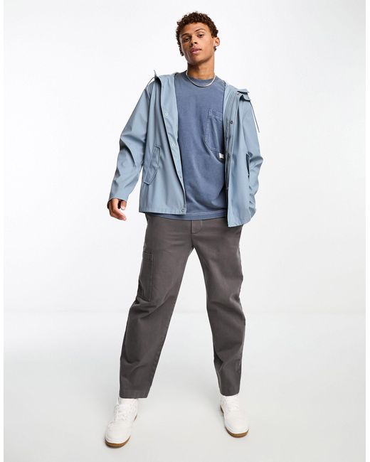 ASOS Rubberised Rain Jacket in Blue for Men Lyst