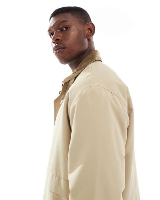 Only & Sons Natural Cord Collar Padded Coach Jacket for men