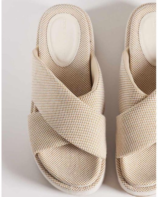 ASOS Natural Factor Cross Strap Flatform Sandals