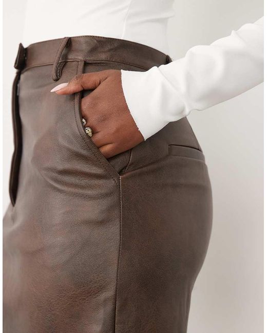 Bardot White Phenix Faux Leather Knee Length Skirt