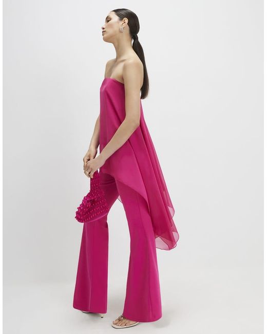 River Island Pink Bandeau Jumpsuit