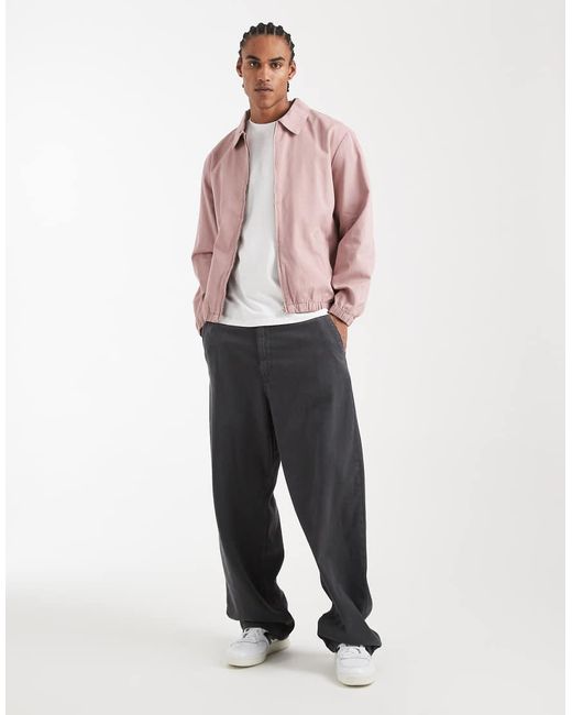 ASOS Pink Cotton Harrington Jacket for men