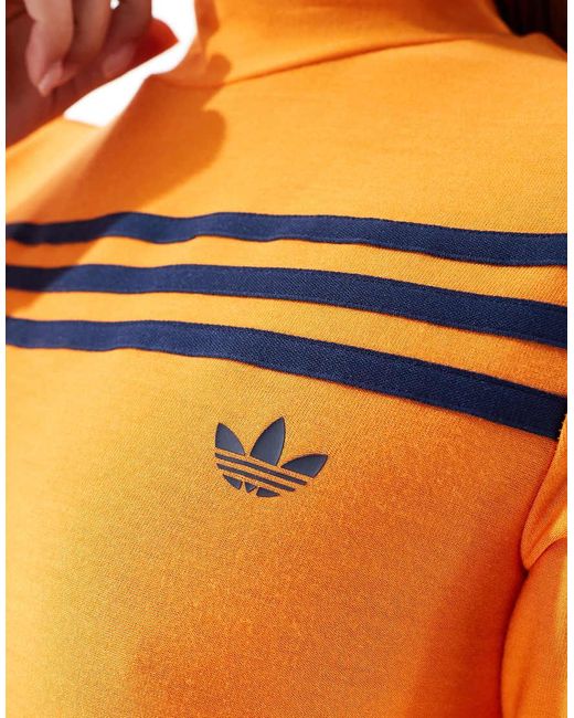 Adidas Originals Orange 70S Long Sleeve 3-Stripe Top