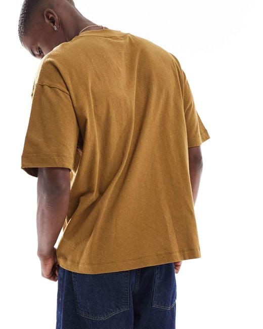 ASOS Brown Oversized Linen Blend T-shirt for men