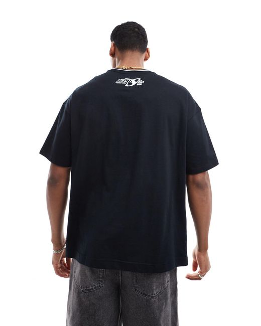 X gundam collab - t-shirt squadrata nera con stampa sul petto di Levi's in Black da Uomo