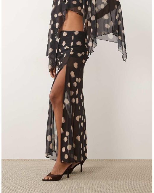 ASOS Multicolor Co-Ord Printed Mesh Maxi Skirt