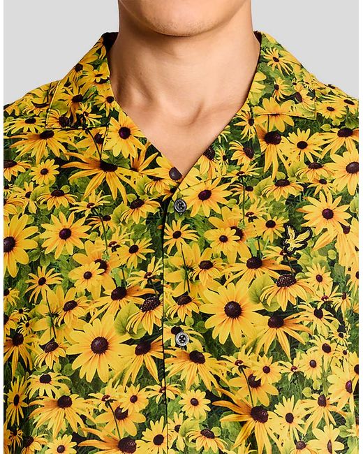 Lyle & Scott Green Floral Graphic Resort Shirt for men