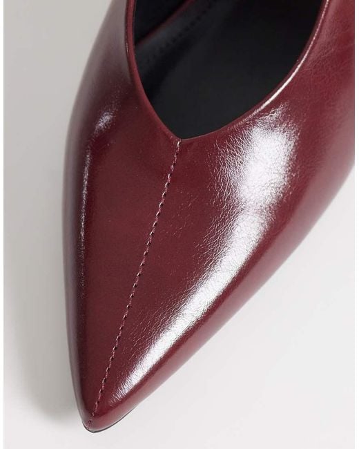 Public Desire Brown Lychee Slingback Kitten Heel Shoes