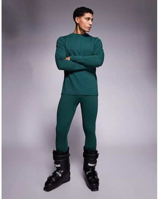 ASOS 4505 Ski & Snow Blue Asos 4505 Ski Thermal Fleece Back Base Layer Legging With Sweat Wicking for men