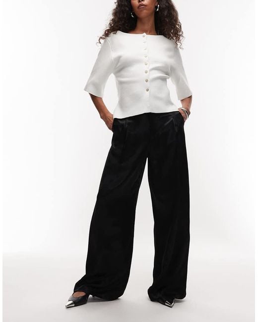 Pantaloni Sartoriali A Fondo Ampio Neri di ASOS in White