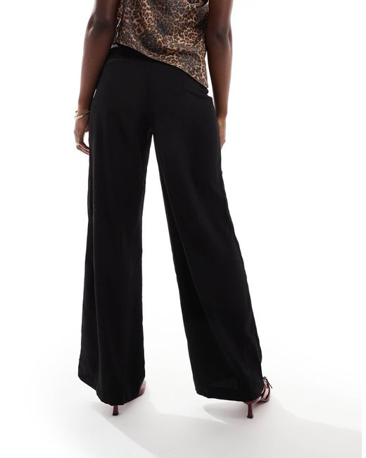 Miss Selfridge Black Satin Side Stripe Wide Leg Tux Trouser
