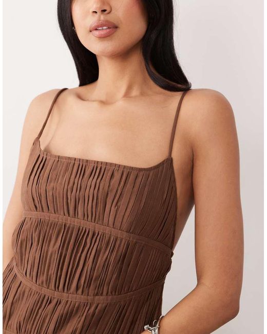 ASOS Brown Ruched Backless Cami Maxi Dress