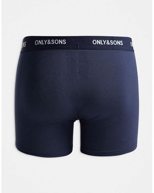 Only & Sons Blue 3 Pack Trunks for men