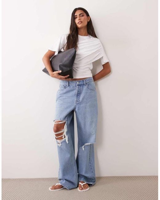 ASOS Blue Short Sleeve Wrap Top