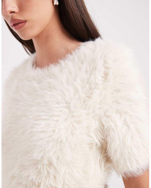 Vero Moda White Short Sleeve Fluffy Knit Jumper