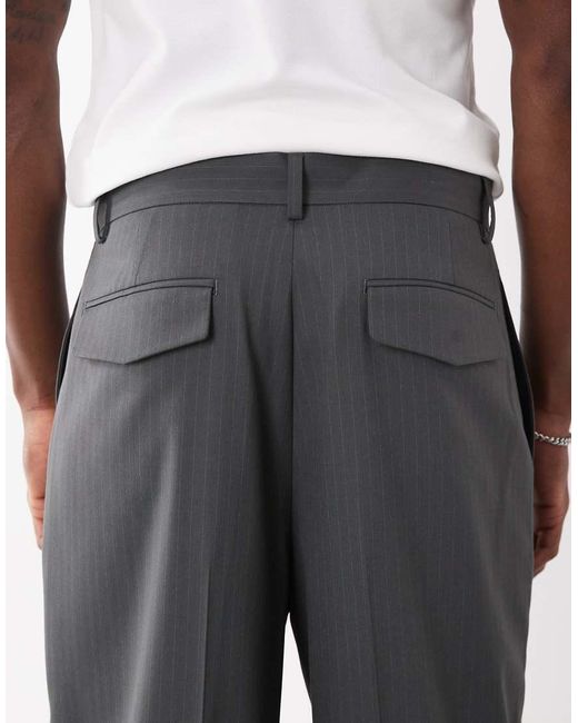 ASOS White Tailored Pleated Wide Leg Trousers for men