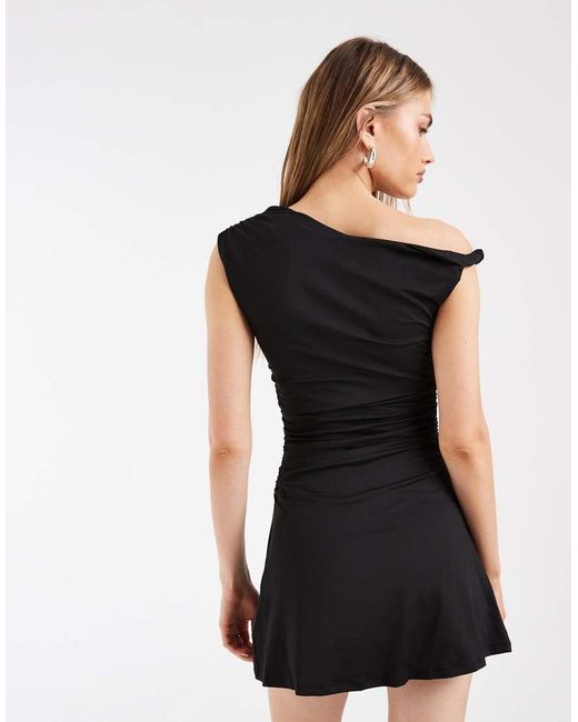 Nia White Noa Short Sleeve One Shoulder Mini Dress
