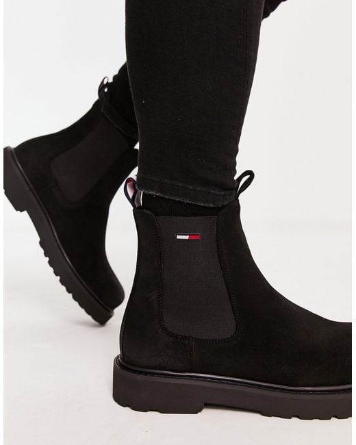 Tommy hilfiger black suede boots cheap