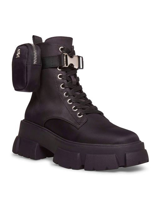 Steve Madden Tanker-p Chunky Lace Up Boots With Removable Pouch in Black |  Lyst UK