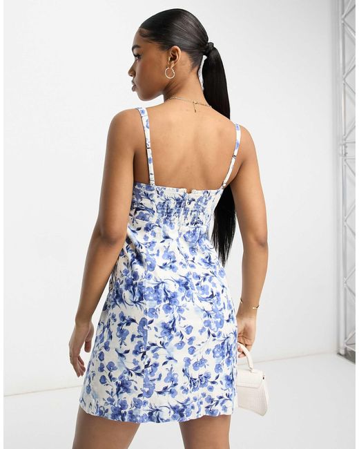 abercrombie blue corset dress & Fitch Floral Print in Abercrombie strappy corset