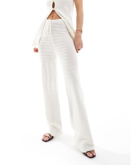 4th & Reckless White Crochet Beach Trousers Co-ord