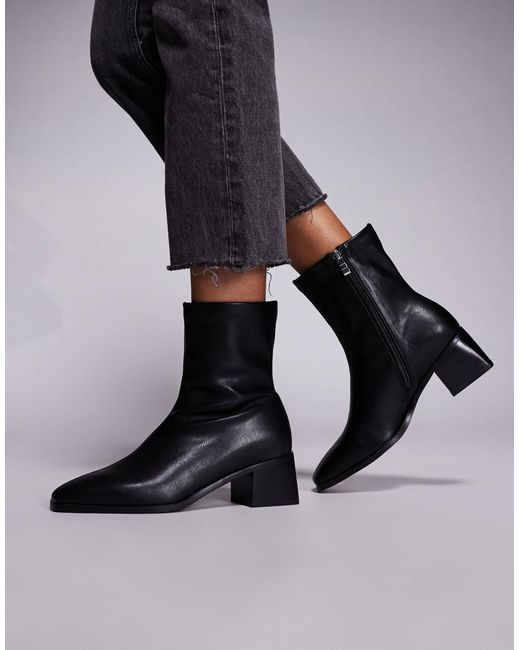 SIMMI Black Simmi London Nimer Block Heeled Mid Ankle Boots