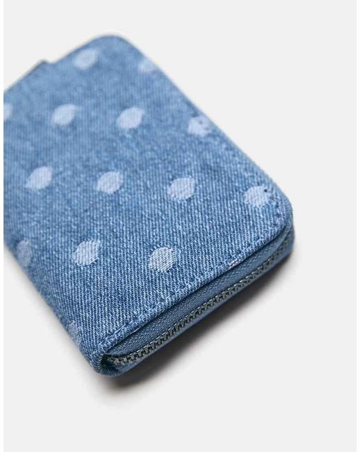 Pull&Bear Blue Denim Polka Dot Wallet
