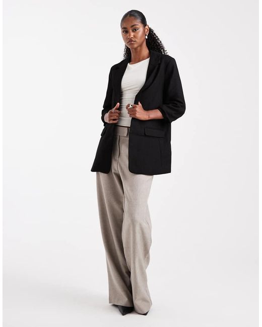 Vero Moda Black Ruched Sleeve Blazer